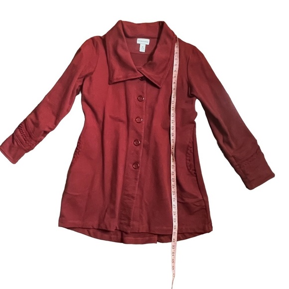 Soft Surroundings Burgundy Rachel Embroidered Knit Coat Women's Medium - Picture 5 of 9
